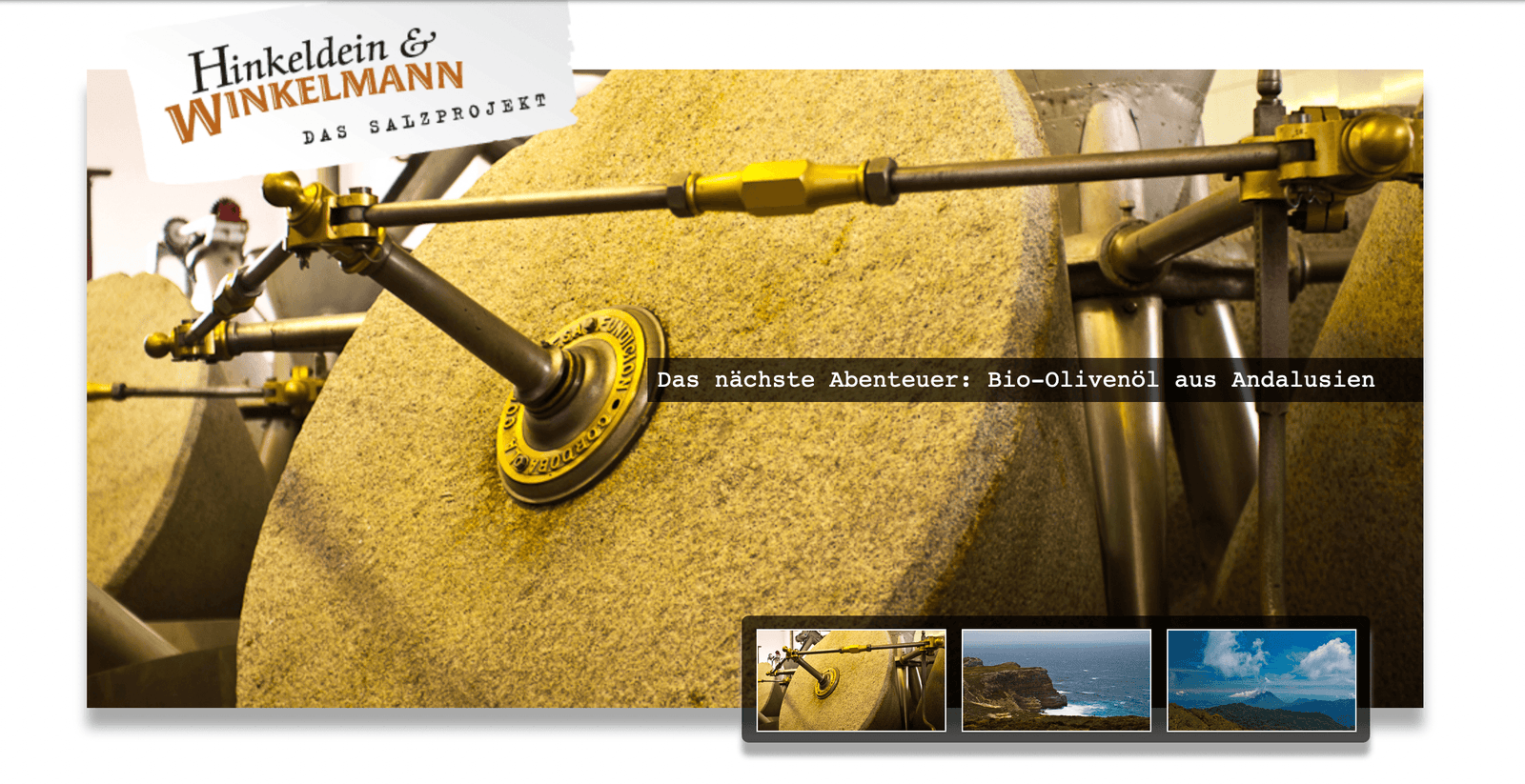 Das Salzprojekt Bannerfoto eines alten Ölmühlsteins der ersten Webseite aus dem Jahr 2009.