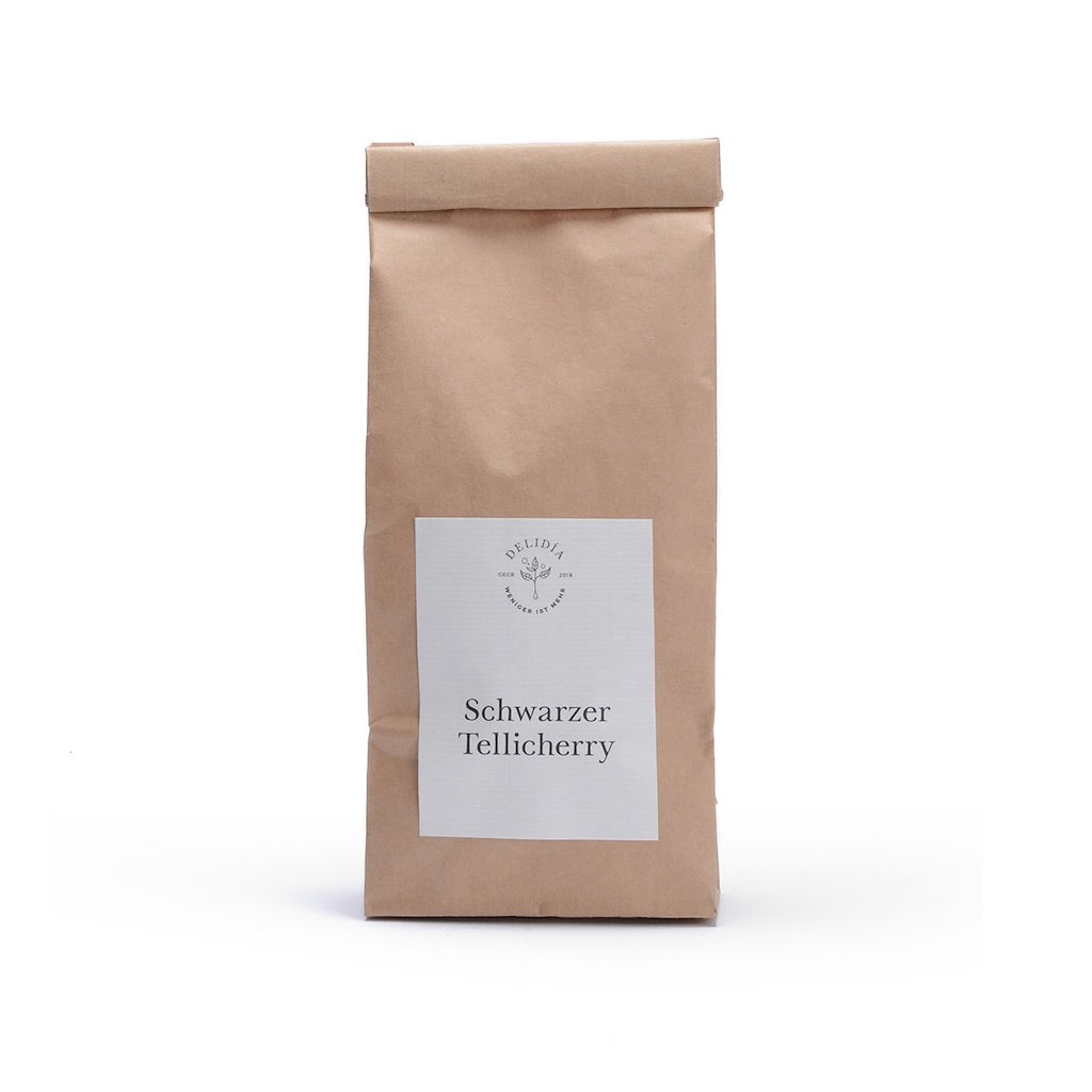 Delidia Tellicherry schwarzer Pfeffer in brauner 250g Vorratspackung