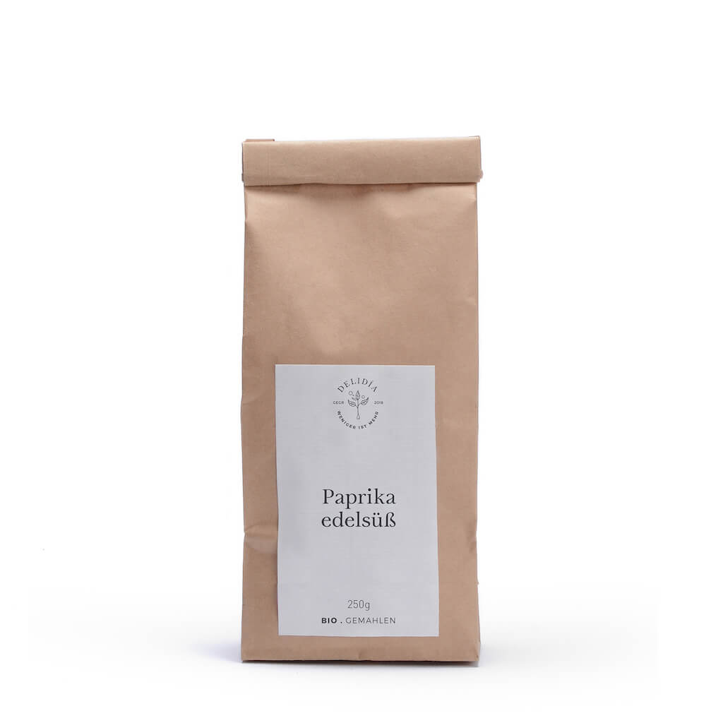 250g Paprika edelsüß im naturbraunen Blockbodenbeutel
